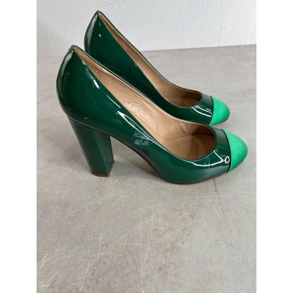 J. Crew Factory Green Heels with Light Green Toe Cap - Picture 3 of 16